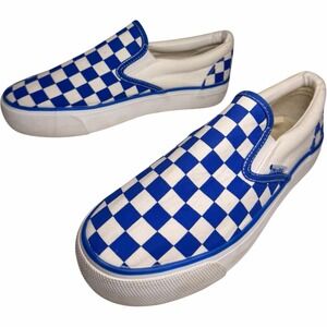 Vintage Mudd Kentucky Wildcats Blue White Checkerboard Slip On Sneakers 8.5‎